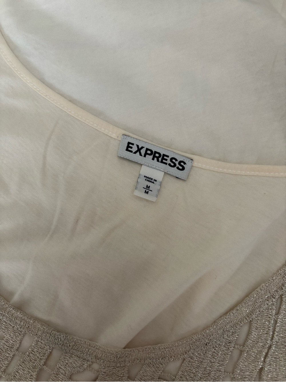 Express Cream Crochet Overlay Tank Top - Picture 3 of 4